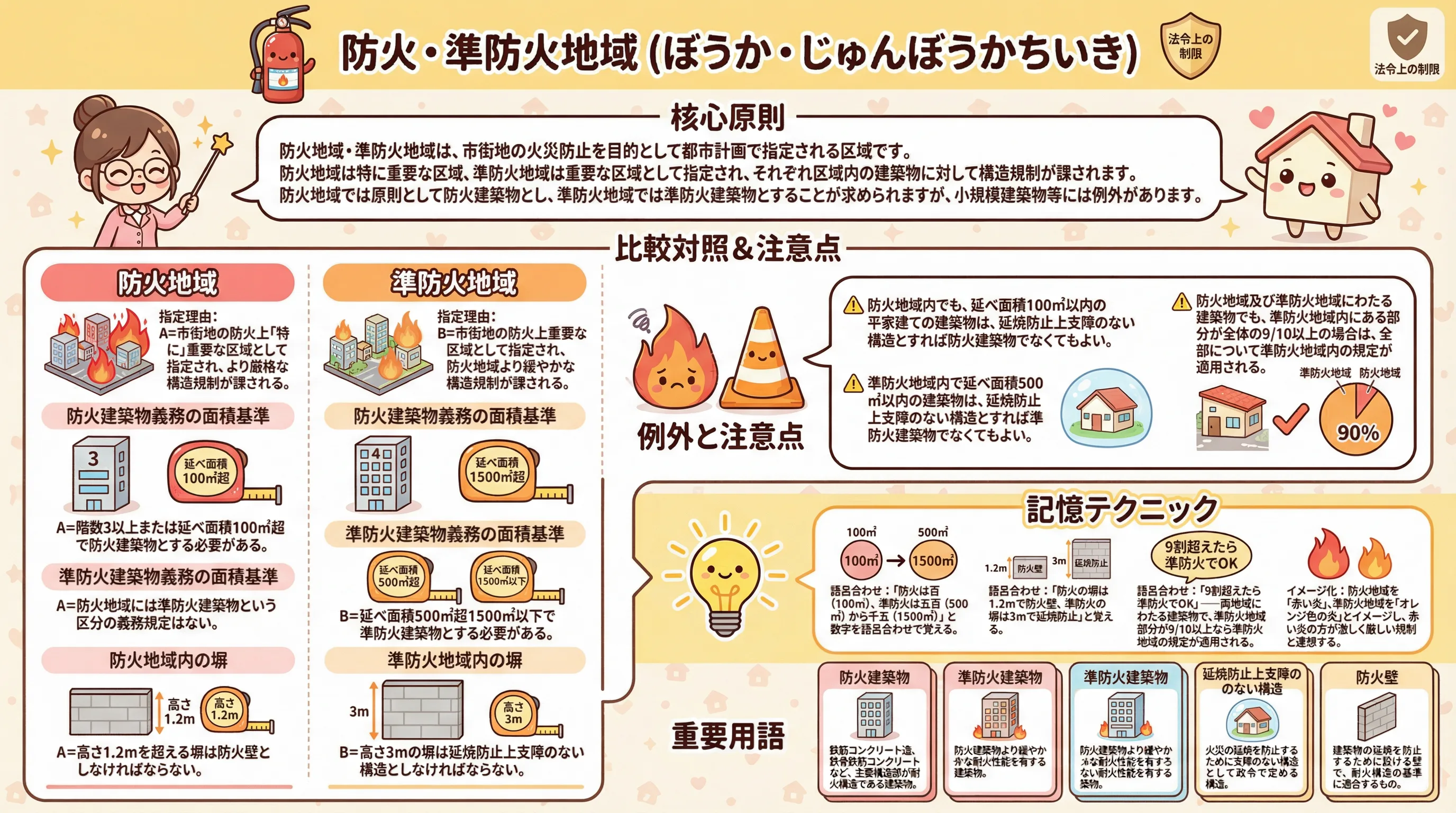 防火・準防火地域のインフォグラフィック|法令上の制限