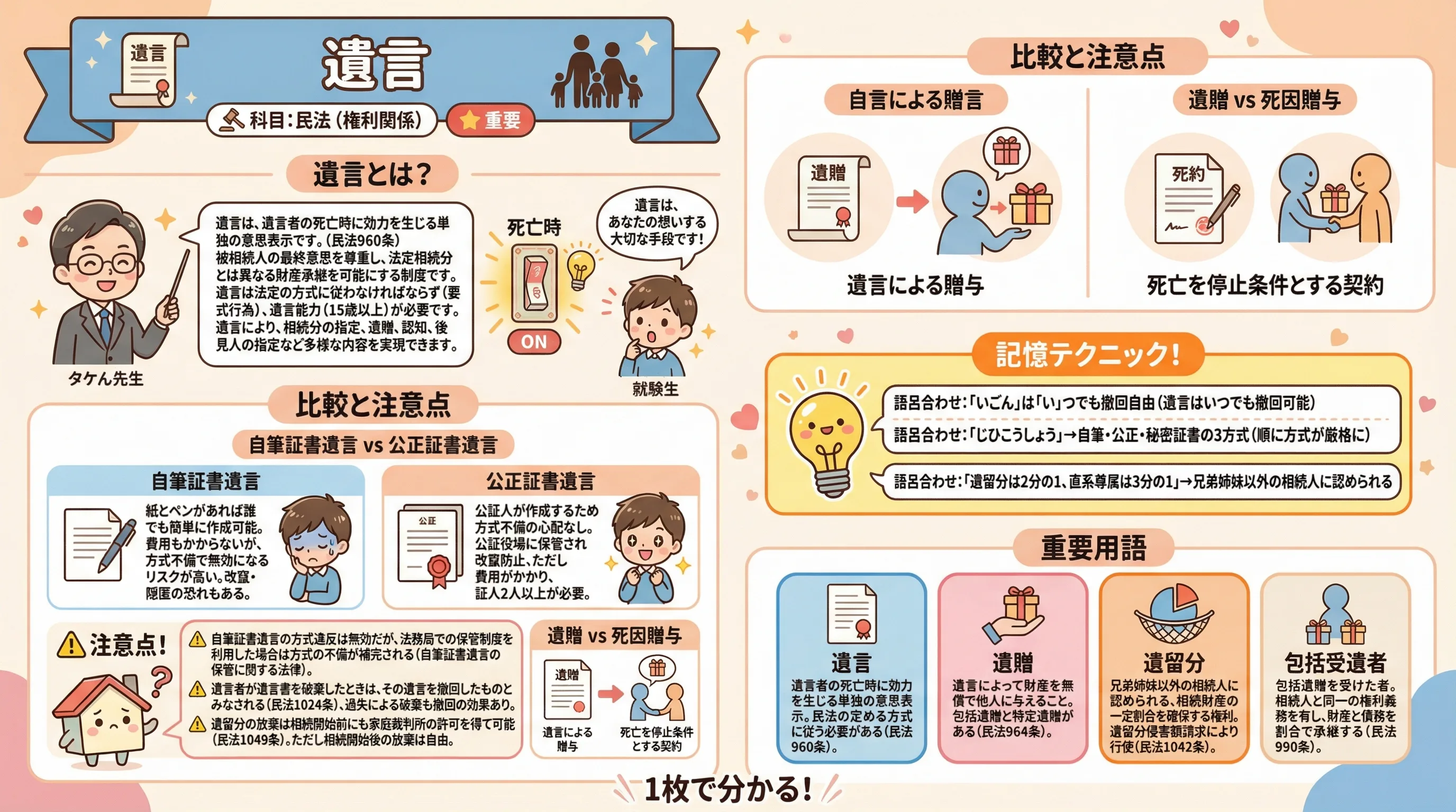遺言のインフォグラフィック|民法(権利関係)