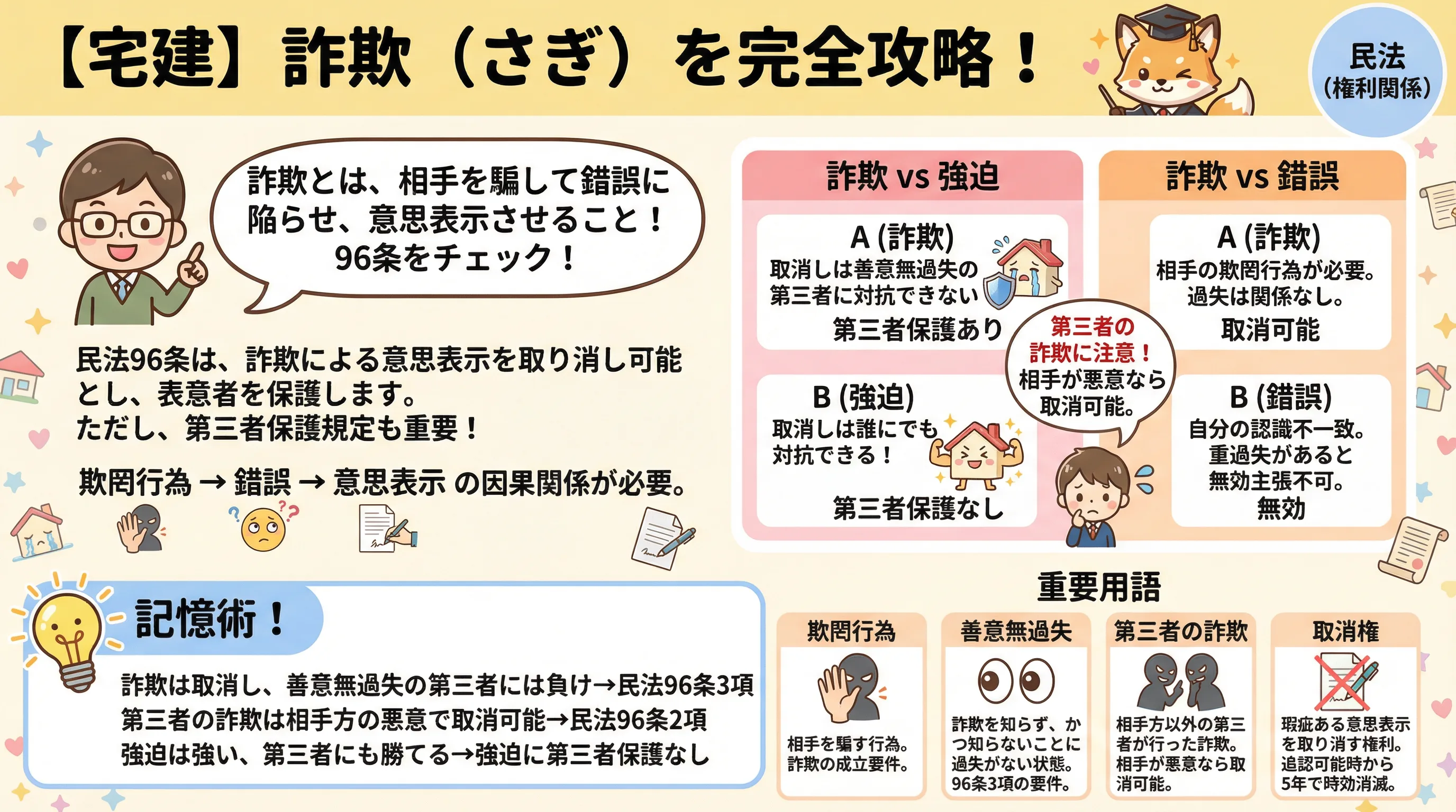 詐欺のインフォグラフィック|民法(権利関係)