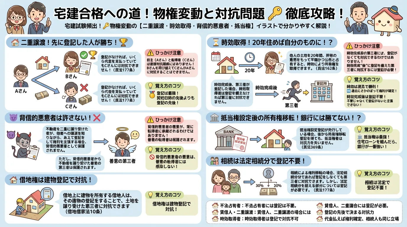 物権変動と対抗問題の完全図解の図解|民法(権利関係)