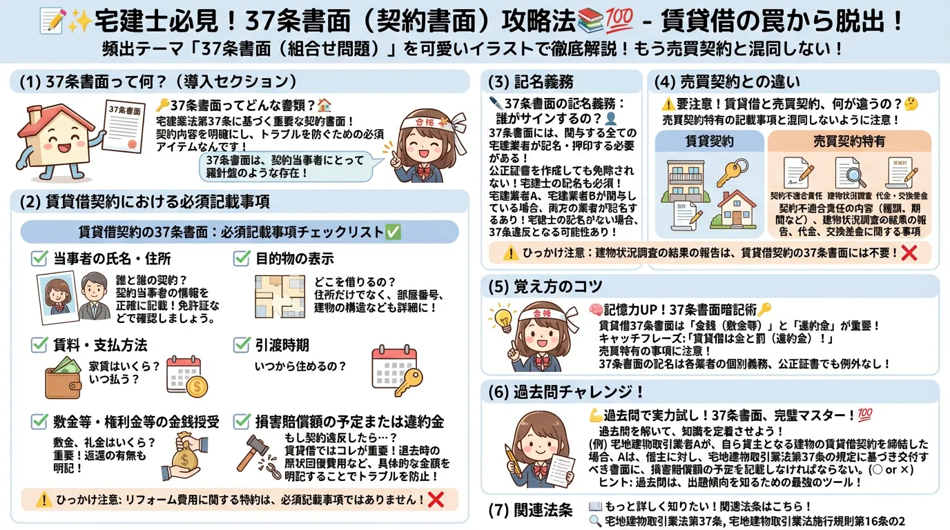 契約書面(37条書面)(組合せ問題)の完全図解の図解|宅建業法
