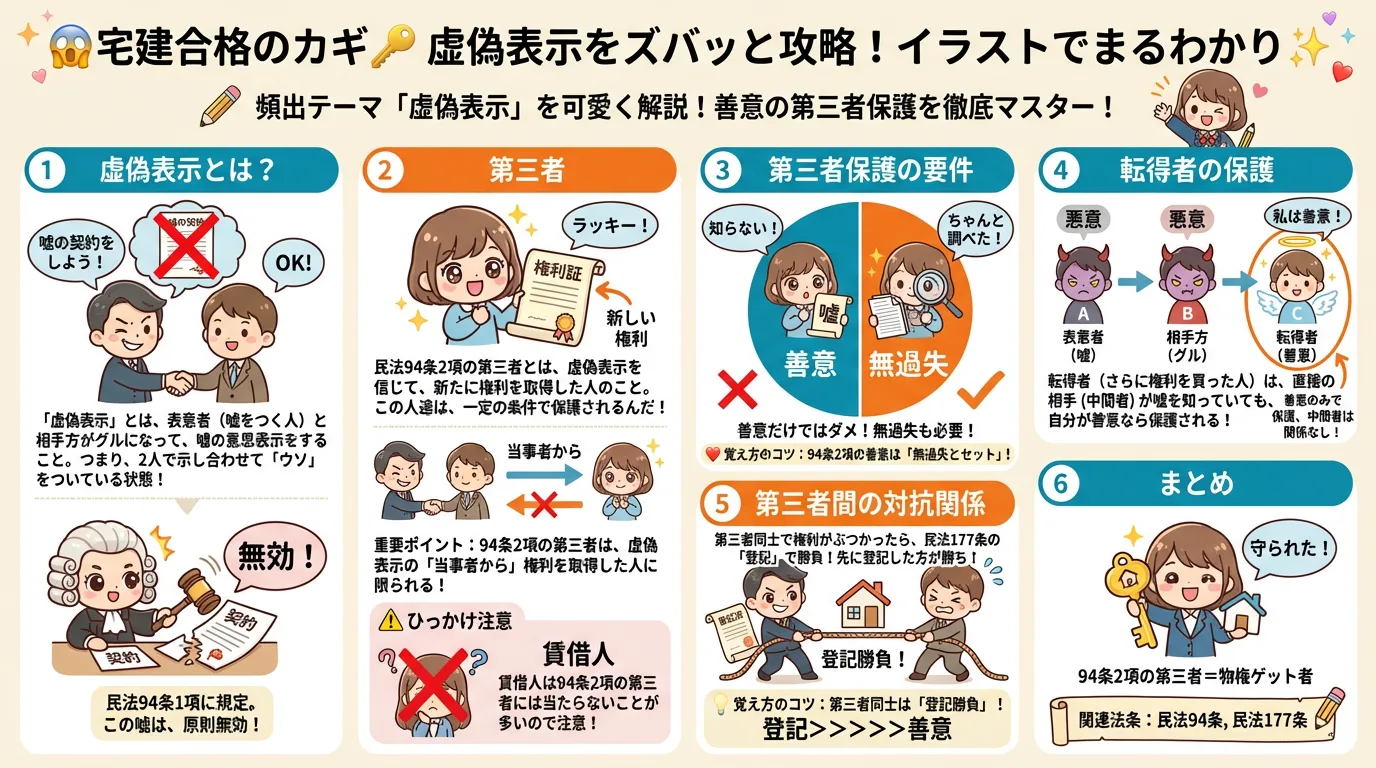 虚偽表示の完全図解の図解|民法(権利関係)